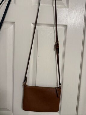 Forever 21 Brown Faux Leather Crossbody Bag with Gold Hardware